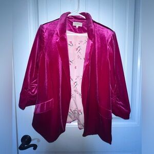 Hot pink velvet blazer
